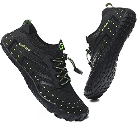 Hanani Chaussures Aquatiques pour Homme et Femme Séchage Rapide Chaussures de Surf Chaussures de plongée Légères Chaussons de Nager Aqua Water Shoes Unisexe Antidérapant Noir EU44