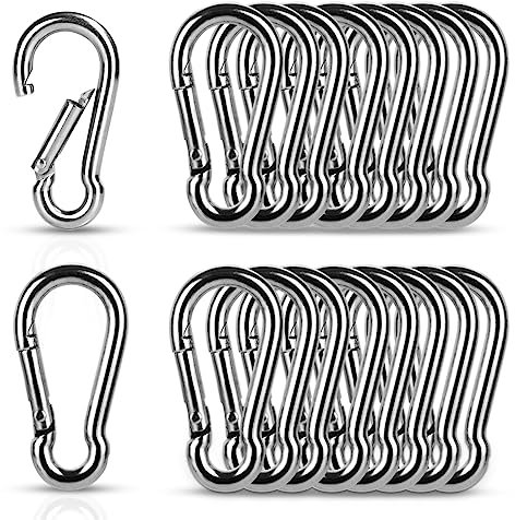 GOYADA Lot de 24 Mousqueton en Acier Inoxydable M4, Mousqueton Acier Inoxydable à Ressort M4, Mousqueton de Fixation M4 pour Sac à Dos, Clés, Balançoire, Pêche