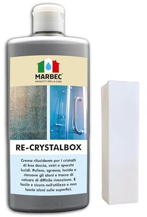 MARBEC RE-CRYSTALBOX 250GR Crema disincrostante e lucidante per vetri e Cristalli del Box Doccia