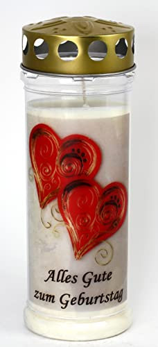 Kerzen Junglas - Grabkerze Zum Geburtstag mit 7 Tagen Brenndauer, (3943), schöne Grablichter mit Motiv, Grabkerzen mit Deckel wetterfest, Trauerkerzen, FriedhofskerzenL8