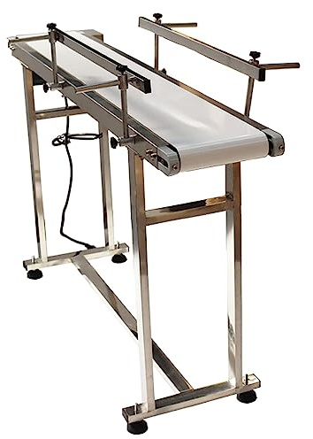 HQHAOTWU Flat Belt Conveyor PVC Belt Transport Conveyor Double Guardrails Stainless Steel Frames Industrial Transport Equipment 53×7.9inch Belt