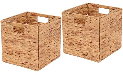 LYJWOO6D Water Hyacinth Storage Baskets 11x11x11 Inch Set of 2