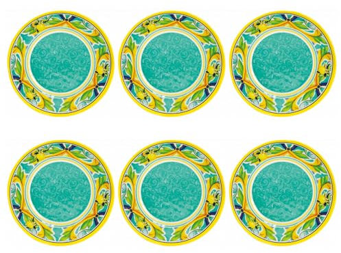 BRANDANI Piatto Fondo Citrus in Melamina 21,5cm Set 6 Pezzi Servizio Tavola