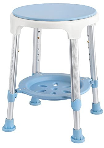 TANYEAR Duschhocker Duschstuhl 360° Drehbarer Badhocker, Höhenverstellbar Duschsitz inkl. Tablett, Anti-Rutsch Duschhilfe für Senioren, Tragfähigkeit 150kg, Modell B