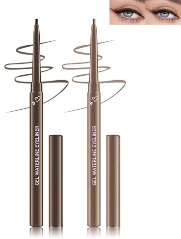 Eyeliner Wasserfest Braun & Hellbraun-2Pcs Soft und Smooth Glide Gel Eyeliner, Mett Creme Gel Textur, Langlebig Wischfest Kajalstift, Hochpigmentierter Seidiger Eyeliner Stift Makeup für Frauen-02+03