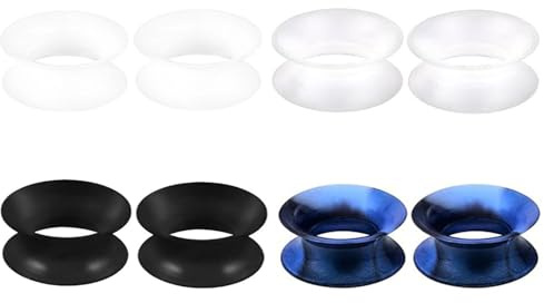 JENCVNL 4 Pair Silicone Ear Tunnel Plugs Set, Flexible Flesh Silicone Plugs Expander Double Flared Tunnel Ear Stretcher Piercing Jewellery Unisex, Gauges 6-25mm