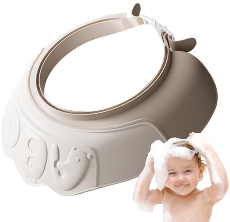 Lunaobrik Cuffia da doccia per bambini - Cuffia da bagno a doppio strato | Berretto regolabile impermeabile per protezione viso e lavaggio dei capelli durante il bagno