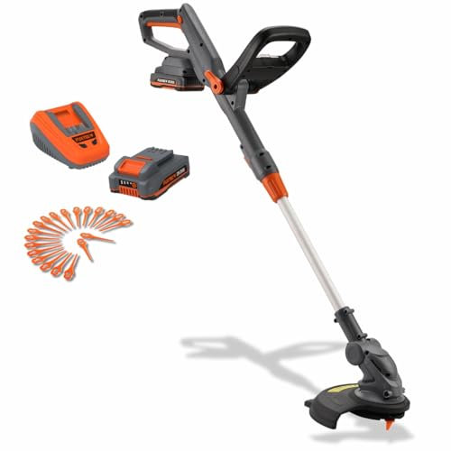FUXTEC FX-GT20 Cordless Grass Trimmer & Strimmer | 20V Electric Strimmer with Telescopic Shaft, Adjustable Cutting Head, Battery & Fast Charger Included
