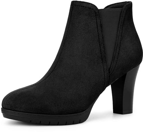 Perphy Round Toe Block Heels Chelsea Ankle Boots for Women Black 4.5 UK/Label Size 6.5 US
