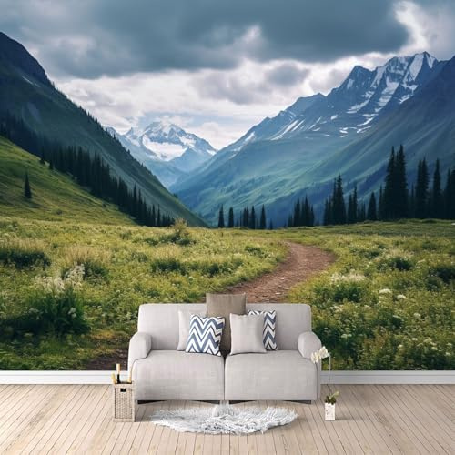 Papel Pintado 3D Bosque De Montaña Nevada 300x210 cm Fotomurales Tejido No Tejido, Paisaje Papel Tapiz Grande Murales Fotográfico Moderno Decoración de Paredes