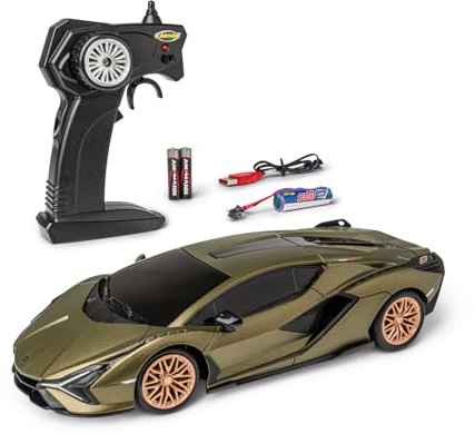 Carson 1:24 Lamborghini Sian 2,4 GHz 100% RTR – fjärrstyrd bil, LED-belysning, restid ca 60 min, RC bil, RC fordon, fjärrkontrollstyrd leksak
