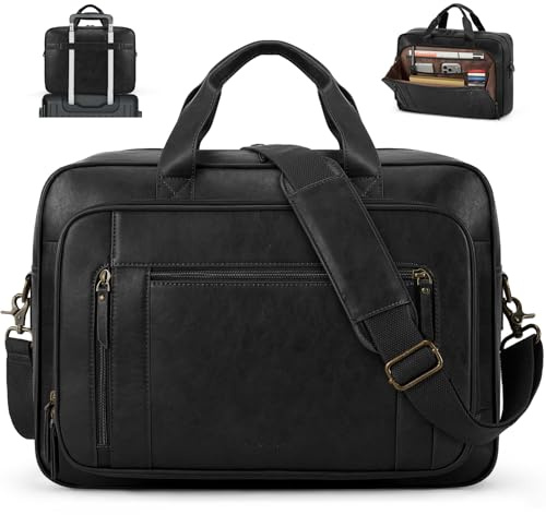 RAINSMORE Borsa Lavoro Uomo Borsa Porta PC 16 Pollici Impermeabile in Pelle PU Vintage Borse Tracolla Computer Valigetta da Ufficio per Università Insegnanti Professionisti