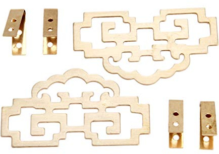 Yetaha 2Pcs 8x4.6cm Hanging Picture Oil Painting Frame Hooks, Classical Chinese Furniture Hardware Hangers with Screws for Antique Decorative Drywall Wooden Wall Retro Signs and Decorative Frames