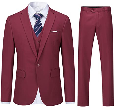 YOUTHUP Trajes para Hombre 3 Piezas para Boda Negocios Slim Fit Smoking con un Botón Formal Chaqueta y Pantalón