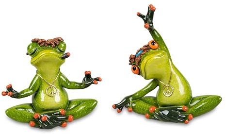 Bollweg 2er Set Yoga Frosch Peace Deko Figur Dekofigur Frösche Tierfigur Froschfigur
