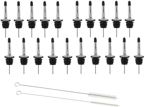 Loopunk 20 Entonnoirs en Acier Inoxydable pour Bouteilles - Bec Conique Long avec Bouchons Anti-Poussière | Pour Spiritueux, Huile d'Olive, Vinaigre, Sirop et Café | Qualité Alimentaire, Kit Complet