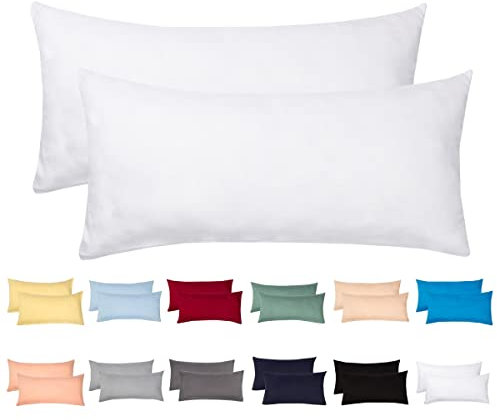 Livessa 2er Set Kissenbezug 40 x 80 cm - Kopfkissenbezug aus%100 Baumwolle Kissenhülle Bügelfrei & Knitterfrei mit Reißverschluss, 40x80cm Pillow Cover, atmungsaktiv, Oeko-Tex Zertifiziert