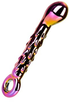 EIS Glasdildo | Bunter Glasdildo für sinnliche Temperaturspiele | Genoppte Oberfläche | Starke Stimulation | 14 cm Einführlänge