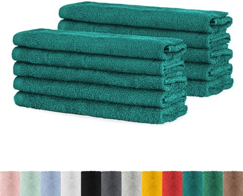 BaSaTex - Handtuch Set für Gäste 10er Pack - Frottee-Handtücher mit Aufhängeschlaufe aus weicher Baumwolle in 30x50cm - Waschtücher für Gäste Öko-Tex Standard 100 Zertifiziert - Lagune