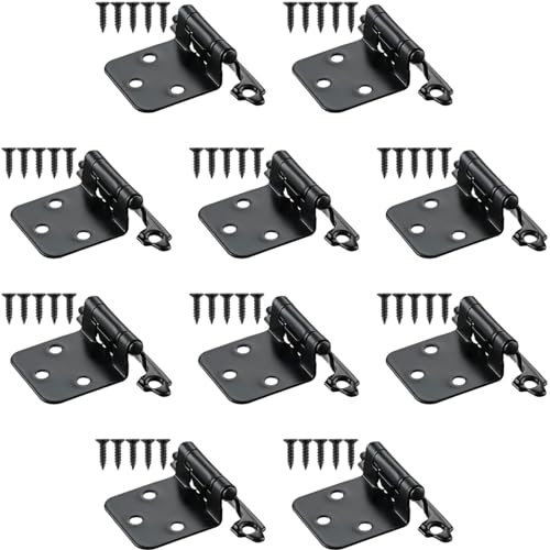 Ronoza 10 Stück Scharniere Klappbar 100mm × 70mm x 35 mm, Scharnier mit 50 Stück Schrauben, Türscharniere mit Automatische Schließfeder, Scharniere Schwerlast für Türen Fenster Schränke (Schwarz)