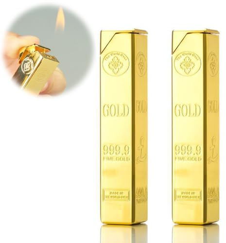 WYZDQYDH 2PACK Golden Windproof Flame Adjustable Lighter,Cool,Jet Torch Flame Lighters,Butane Refillable Torch,BBQ Candles Camping (No Butane Fuel)