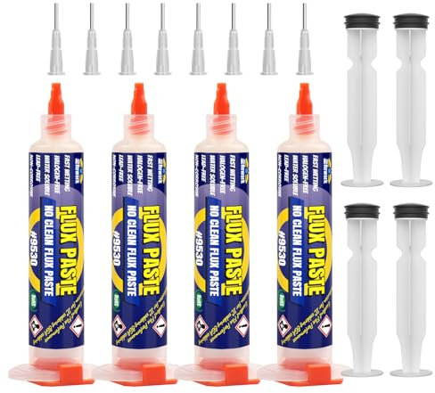 BEEYUIHF No-Clean Soldering Flux Paste, Flux for Soldering, 10 mL Syringe Electronics Solder Paste Flux for PCB/IC/BGA/SMD/SMT/LED #9530 (4 Pack)