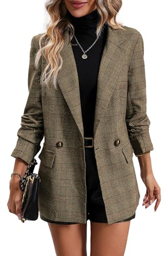 Mina Self Winter Clothes Outfits for Women 2026 Winter Brown Jackets Velvet Blazer Womens Blouses Fashion Long Pantsuits Dressy Clothes Warm Cute Trendy Women's Blazers & Suit Outfit