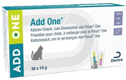 Porus Add One | Geschmacksrichtung Leberwurst | 30 x 10 g | Ergänzungsfuttermittel für Katzen | Leckerer Verwöhn-Snack zum Einmischen von Porus One