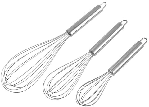 Batidor de huevos – Batidor de huevos profesional, batidor de cocina resistente | Batidor de mano de acero inoxidable, batidor de bola con mango antideslizante, batidor para mezcla de cocina y