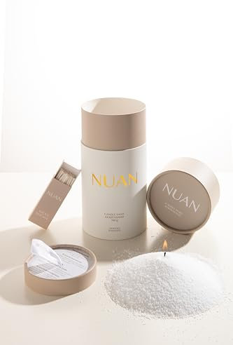 NUAN - Sabbia per candela con stoppino, candela profumata alla vaniglia Cococnut, candela profumata, idea regalo, decorazione per piante naturali, 500 g, 30 stoppini, candele di perle vegane, candela