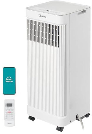 Midea 8,500 BTU ASHRAE (5,000 BTU SACC) Portable Air Conditioner, Smart Control, Cools up to 150 Sq. Ft., with Dehumidifier & Fan mode, Easy- to-use Remote Control & Window Installation Kit Included