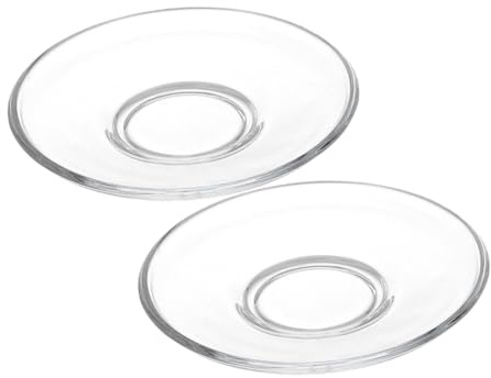 Ciieeo Elegant Glass Tea Saucers 2 Pack Aesthetic Glassware Mini Appetizer Plates Glass Dessert Plates Compact and Portable for Teatime