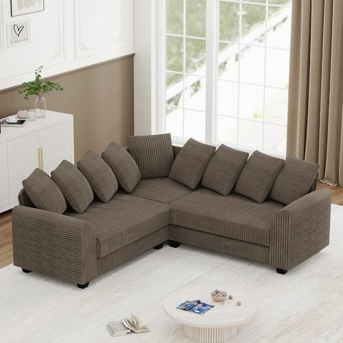 REXO Divano combinato modulare con cuscino sterzo per varie scene come il soggiorno, divano ad angolo L (marrone)