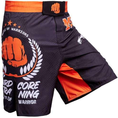 Hardcore Training Fight Shorts Fighters Club Män Boxning MMA Combat BJJ Grappling Fitness Muay Thai Kickboxning No Gi Kickboxing (DE/NL/SE/PL, Alfa, L, Regelbunden, Regelbunden, Graphite Black)