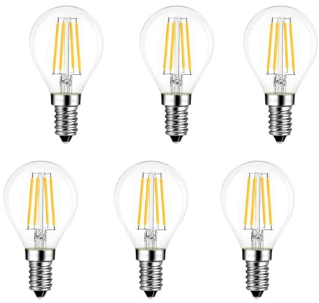 Y.W.Licht Lampadina a Filamento LED E14 G45 6W Dimmerabile Bianca Calda 2700K Equivalenti a 60W Piccole Lampadine a Vite Vintage Lampade LED E14 Consumo Basso Risparmio Energetico Pacco da 6 Unità