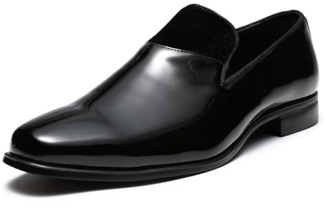 YFFUSHI Mocassins Homme en Cuir Verni Brillant Chaussures de Cérémonie sans Lacets pour Mariage Bureau Conduite, Noir, 45 EU