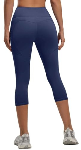 Vhersily 3/4 Leggins Capri Vita Alta Donna, Leggings Fitness Corti Pantaloncini Yoga Coprenti Pinocchietto Opaco Elastici Morbido Compressione e Controllo della Pancia, da Allenamento Senza Cuciture