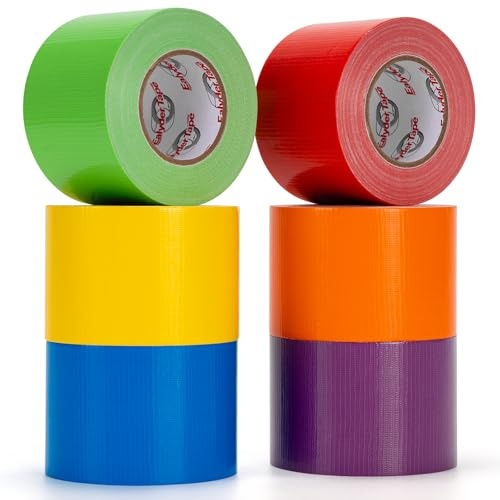 6 Rollos Cinta Ductil Colorida 50mm x 13,7m Fuerte Adhesivo Polivalente | Cinta ductil colorida para embalaje, bricolaje y marcado. Fuerte adhesivo, impermeable, desgarrable a mano, poco residual.