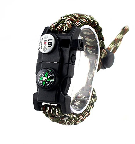 MansWill Bracelet de Survie Réglable, 7-Coeur Paracord Survival Wristband de Sport