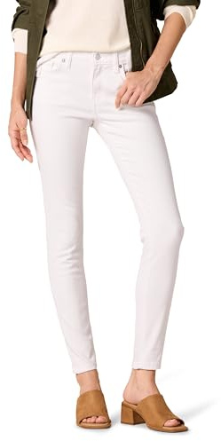 Amazon Essentials Jeans Skinny Elasticizzati a Vita Media - colori fuori produzione Donna, Bianco, 46 Corto