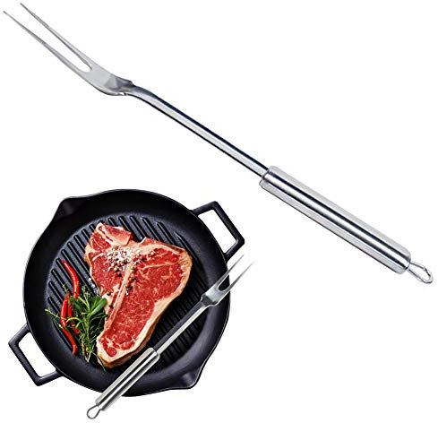 Edelstahl-Grillgabel mit ovalem Griff Langgriff-Grillgabel mit hängendem Ringgeschirr kann in der Spülmaschine gewaschen werden Kann in der Küche,im Restaurant und bei Feldaktivitäten verwendet werden