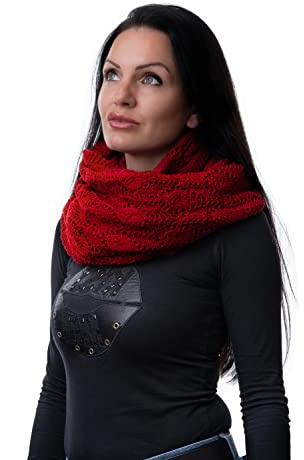 100% lana merino fina tejida bufanda de bucle Snood cálido invierno tubo bufanda, rosso, talla única
