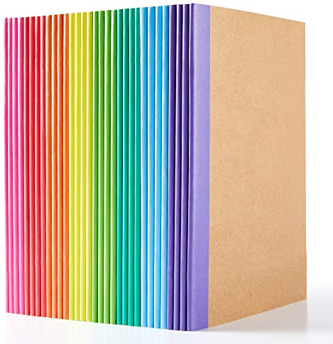 feela 32 Pack Kraft Notebooks A5, 60 Pages Lined Notepad Journal Bulk, Soft Brown Cover Multipack Notebook for Students Travelers Making Plans, Writing Memos Office School Supplies, 14X21cm