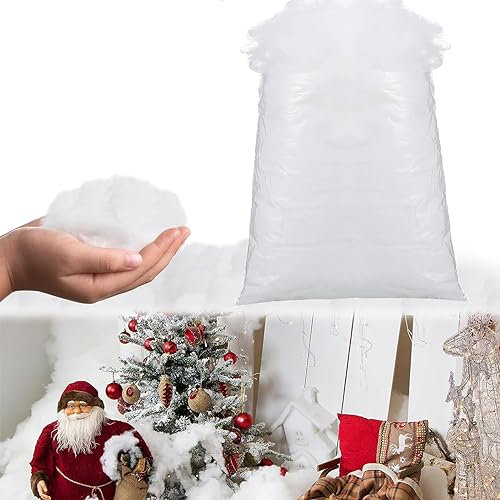 AIXIMA Neve Artificiale,Neve Finta,Neve Finta di Natale Decor,Fibra di Neve Artificiale,Decorazioni Invernali,Decorazione Dell'albero di Natale(7 Once/200g)
