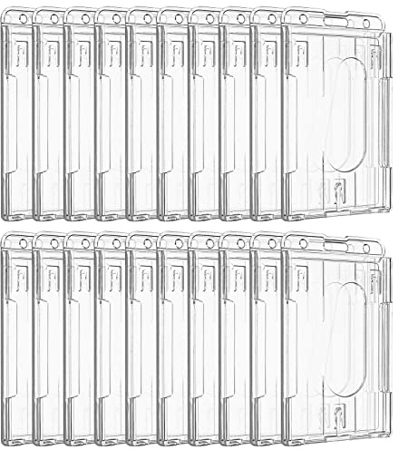 Uniclife Porta Tarjetas Identificativas Vertical de 2 Tarjetas con Ranura para el Pulgar Funda Protectora de PC Transparente dura para Tarjetas de Crédito Carnés de Conducir y Pases, 20 Paquetes
