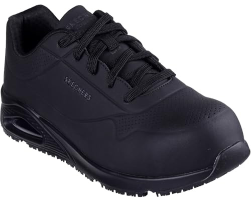 Skechers Men's Uno Sr Doltin Work Shoes, Black Synthetic, 8 UK