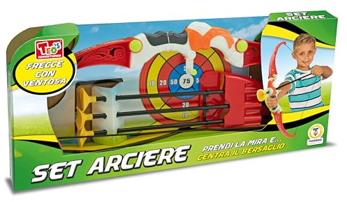 Teorema Giocattoli- TEO'S niños, Juego de Tiro con Arco de Juguete, Ventosa, carcaj Puerta Flechas y Diana, Kit Arquero (Teorema SRL 66647)