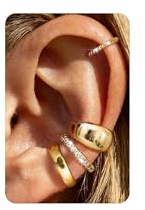 Morfetto Ear Cuff Pendientes sin Agujero - 4 Pares de Falso Piercing para Cartílago Ajustable | Chapado en Oro 14K, Hipoaalergénico con Estuche
