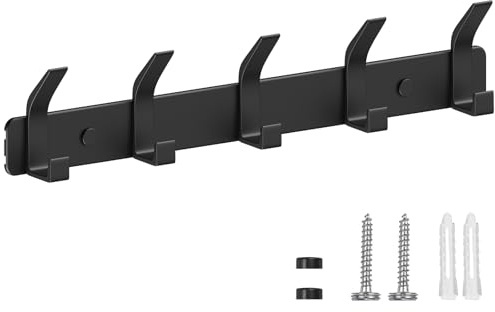 TENXSNUG Appendiabiti da Parete con 5 Ganci, Nero