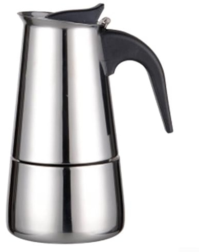 Eficiente cafetera Moka Pot para inducción y cocción a llama, diseño elegante y características de seguridad (200 ml)